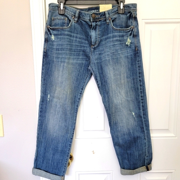 NWT LC Lauren Conrad The Roll Cuff Jeans Medium Wash Mid Rise Denim Size 8 - Picture 1 of 13